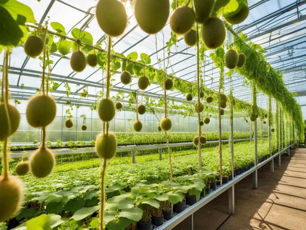 Kiwis im Gewächshaus