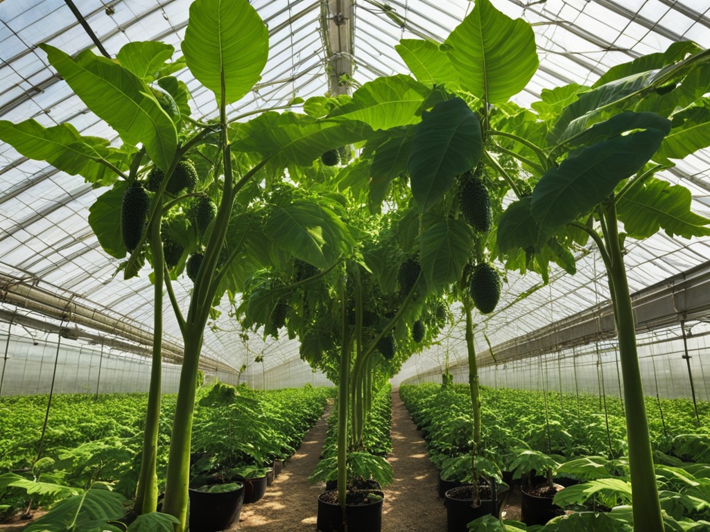 Ertragreiche Papayas im Gewächshaus