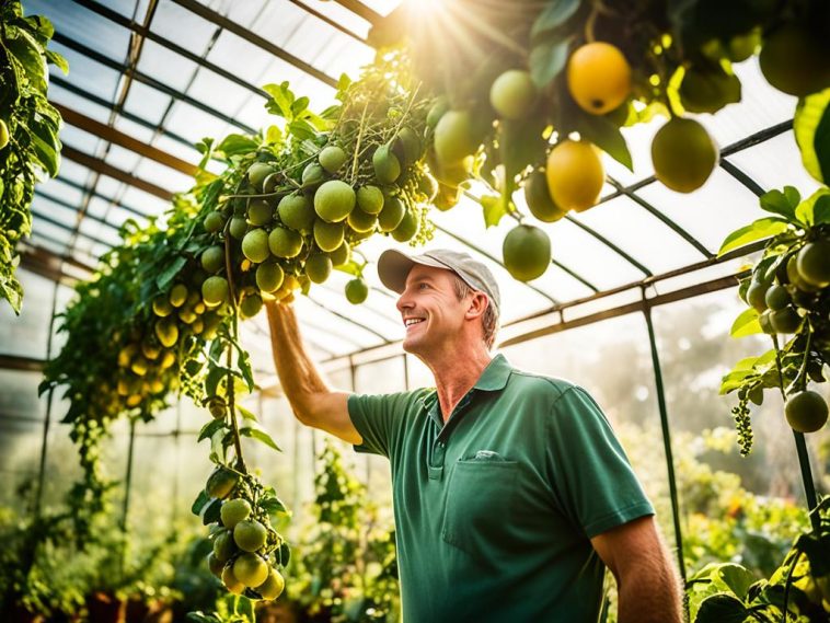 Passionsfrüchte im Gewächshaus