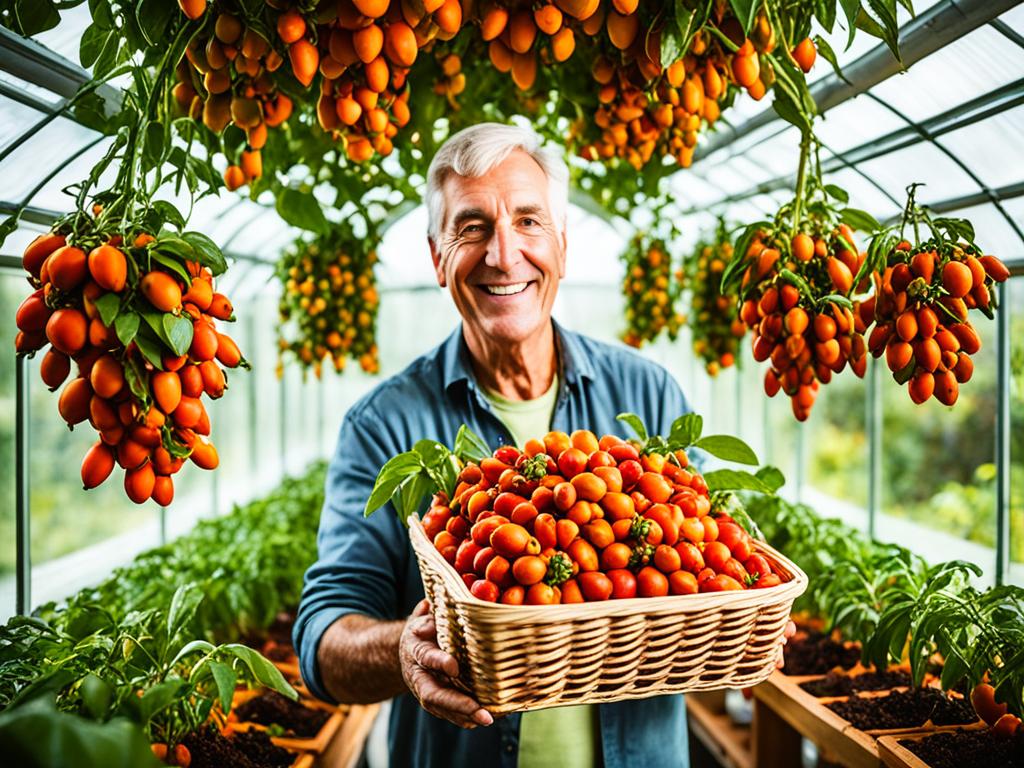 Tamarillo Ernte im Gewächshaus