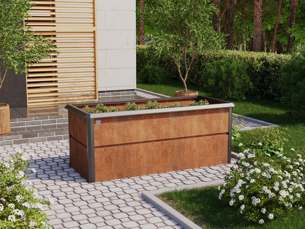 Hochtbeet aus Stahl 200x85x77 cm,  mit Frühbeet erhältlich, Hochbeet Bausatz, Hochbeet Metall, Hochbeet selber bauen