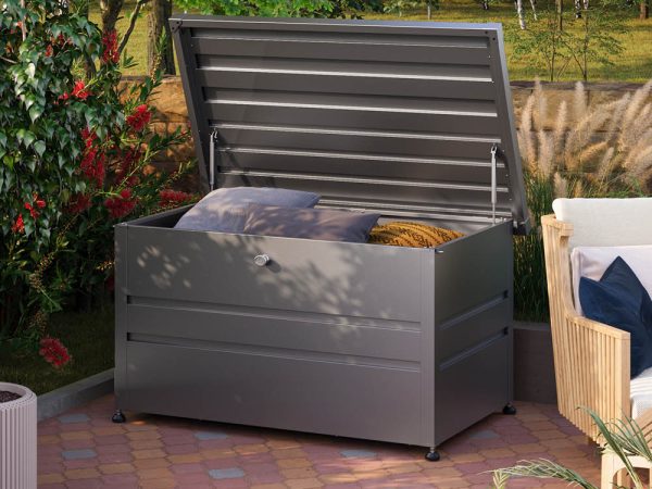FREIZEITBOX 132 x 64 x 72 cm – Stilvolle Aufbewahrungsbox für den Garten: Ideale Gartenbox und Auflagenbox. Gerätebox in edlem Design.