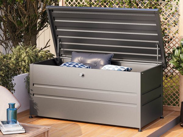 FREIZEITBOX 162x84x72 cm – Stilvolle Aufbewahrungsbox für den Garten: Ideale Gartenbox und Auflagenbox. Gerätebox in edlem Design.
