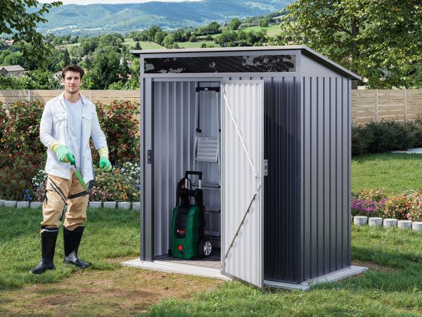 Metallgerätehaus 160 x 80 cm, Türhöhe: 175 cm, stabil, wetterfest, hochwertiges Metall-Gartenhaus für die sichere Aufbewahrung von Gartengeräten, Fahrrädern & mehr. Robuster Geräteschuppen mit langlebiger Stahlkonstruktion!