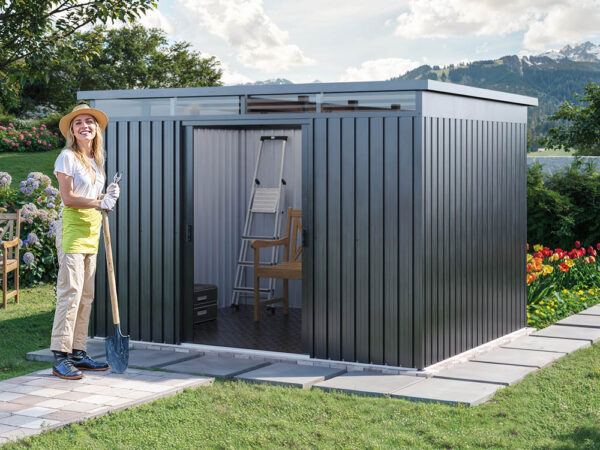 Metallgerätehaus 260 x 200 cm, Türhöhe: 175 cm, stabil, wetterfest, hochwertiges Metall-Gartenhaus für die sichere Aufbewahrung von Gartengeräten, Fahrrädern & mehr. Robuster Geräteschuppen mit langlebiger Stahlkonstruktion!