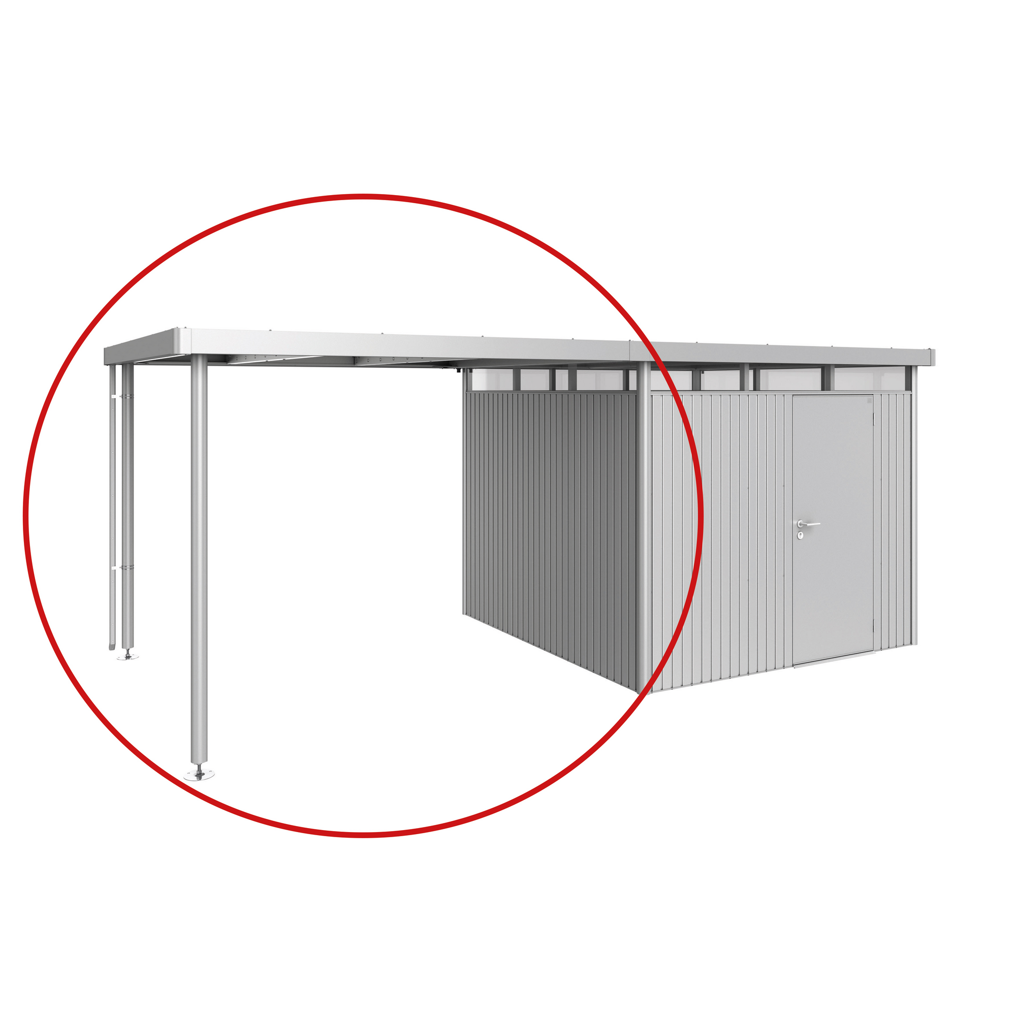 Biohort Seitendach silber-metallic 282 x 275 x 222 cm für Gerätehaus 'HighLine' H4