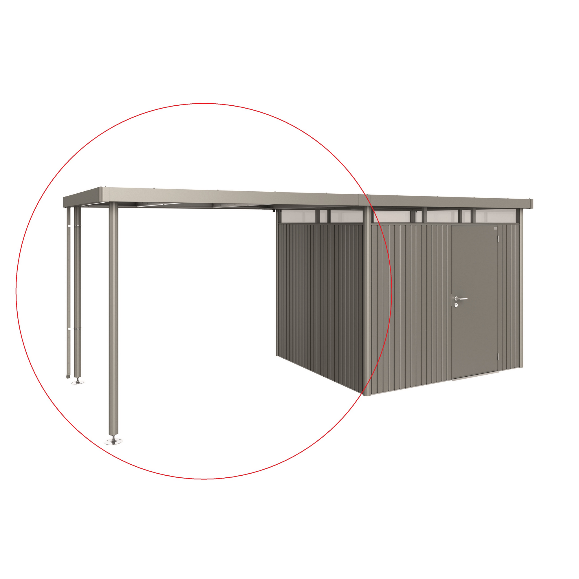 Biohort Seitendach quarzgrau-metallic 282 x 235 x 222 cm für Gerätehaus 'HighLine' H3