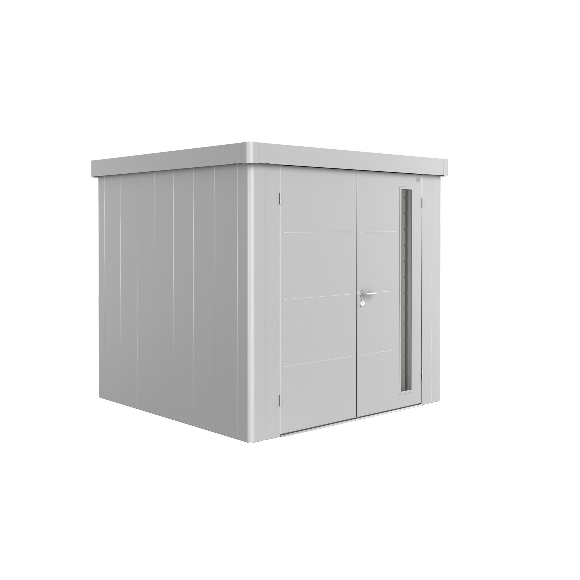 Biohort Gerätehaus 'Neo' mit Doppeltür, silbern, 236 x 222 x 236 cm