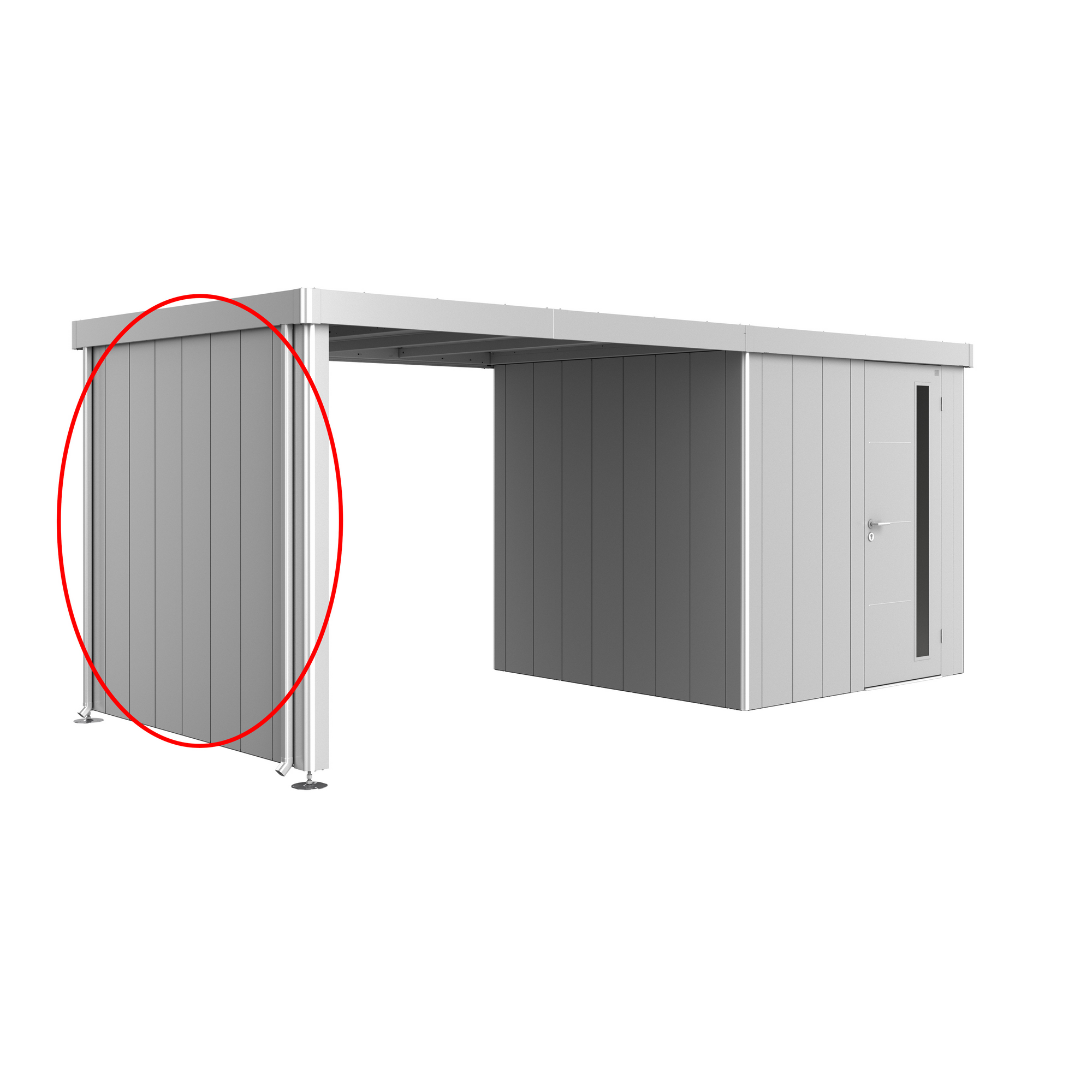 Biohort Seitenwand für Seitendach zu Gerätehaus 'Neo' Größe 2A/2B/2C/2D silber-metallic